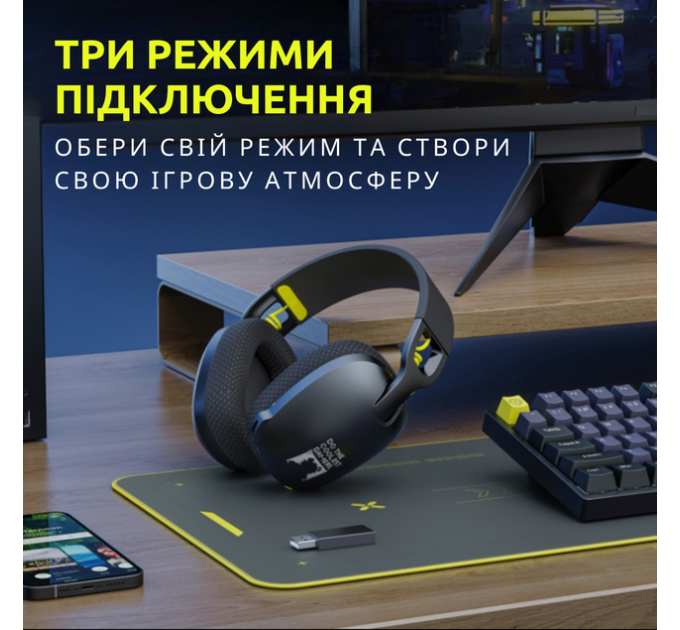 Беспроводные игровые наушники Onikuma B2 Bluetooth гарнитура для геймеров с микрофоном (Black) (19114)