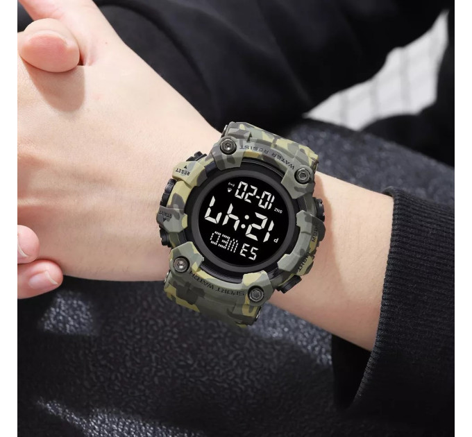 Часы наручные мужские Skmei 1968 Original (Camouflage Green, 1968CMGN) (17173)
