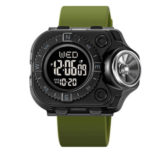Часы наручные с фонариком Skmei 2187 (Army Green Black, 2187AGBK) (18444)