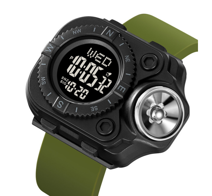 Часы наручные с фонариком Skmei 2187 (Army Green Black, 2187AGBK) (18444)