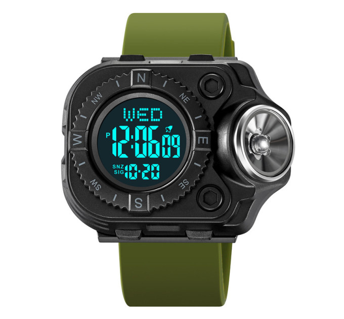 Часы наручные с фонариком Skmei 2187 (Army Green Black, 2187AGBK) (18444)