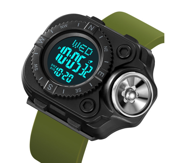 Часы наручные с фонариком Skmei 2187 (Army Green Black, 2187AGBK) (18444)
