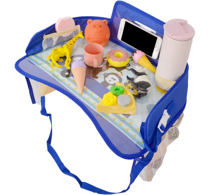 Детский дорожный столик в автомобиль для автокресла LVR 023 с карманом для телефона (Blue) (18989)