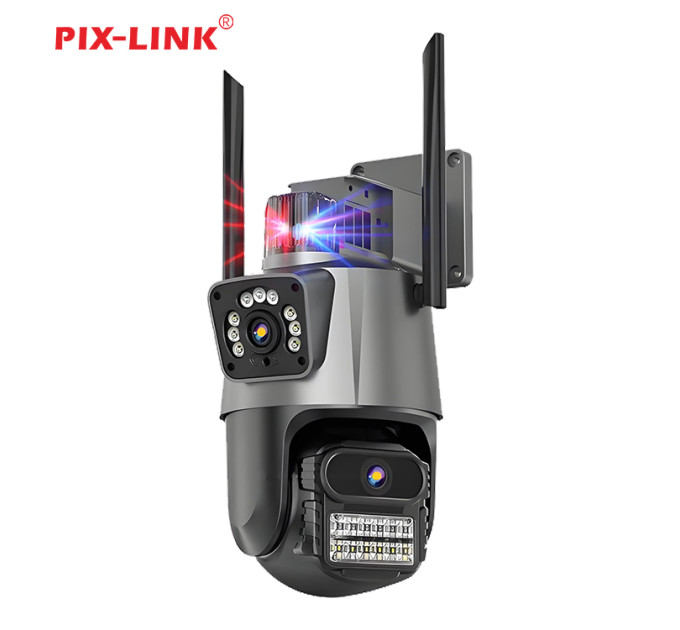 Камера видеонаблюдения WiFi поворотная двойная PIX-LINK DRW123P IP-камера с датчиком движения (Black) (18894)