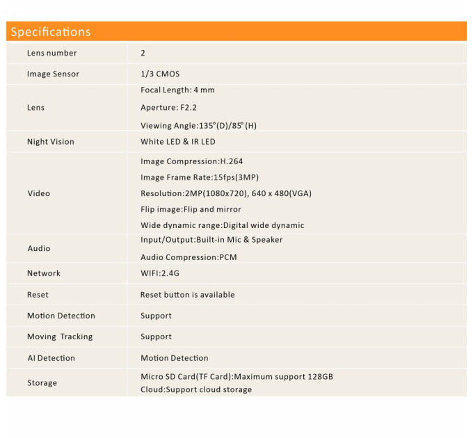 Камера видеонаблюдения WiFi поворотная двойная PIX-LINK DRW123P IP-камера с датчиком движения (Black) (18894)