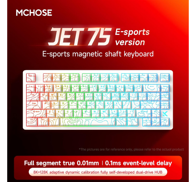 Клавиатура беспроводная магнитная MCHOSE Jet 75 с подсветкой RGB / Раскладка 75%  (White) (19706)