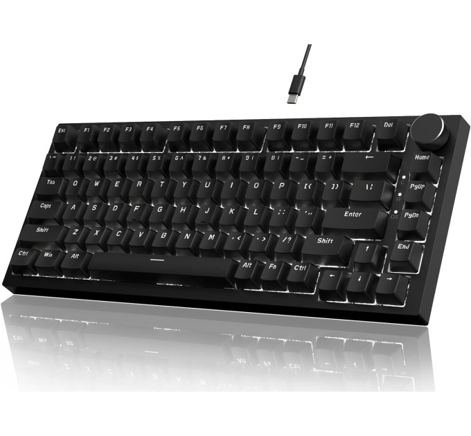 Клавиатура механическая AJAZZ AK820 Red Switch / Белая LED-подсветка / Раскладка 75% (Black) (19572)