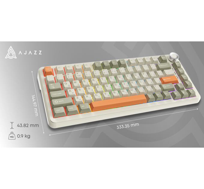 Клавиатура механическая  беспроводная Bluetooth / 2,4 AJAZZ AK820 MAX PLUS Flying Fish Switch / с подсветкой RGB / 8000 мА·ч / Раскладка 75%  (Retro Colour) (19568)