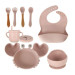 Набор детской силиконовой посуды для первого прикорма на присосках 9 предметов Краб (Beige) (18973)