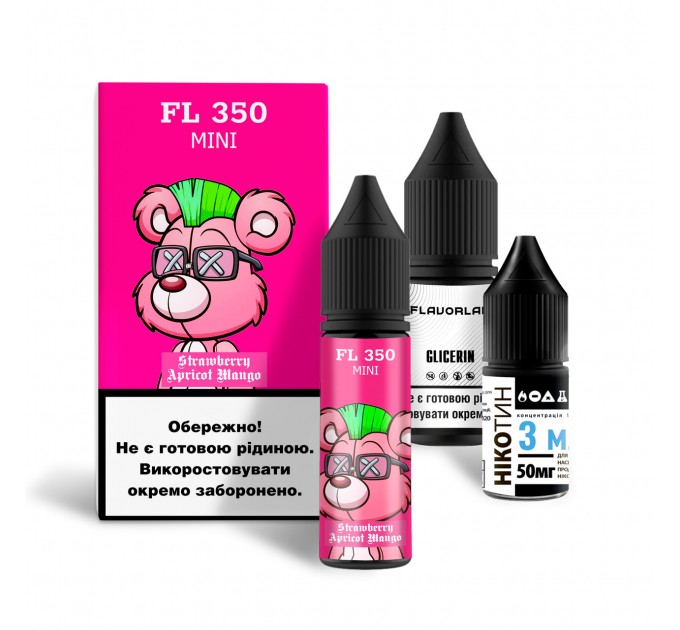 Набор для самозамеса на солевом никотине Flavorlab FL350 Mini 15 мл (Клубника Абрикос Манго, 0-50 мг) (16484)