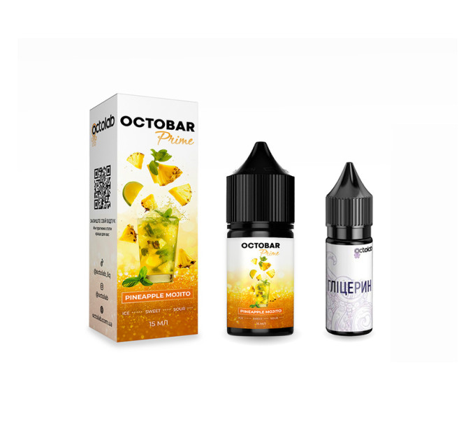 Набор компонентов для самозамеса солевой заправки Octobar Prime 15 мл (Pineapple Mojito, Ананасовое Мохито 0-50 мг) (19057)