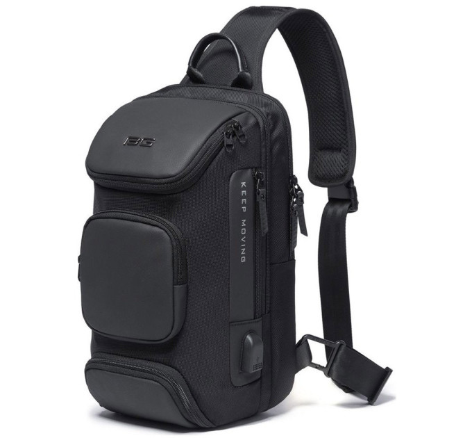 Однолямочный рюкзак через плечо Bange BG-7086 9л Сумка-слинг с USB-разъемом (Black) (19380)