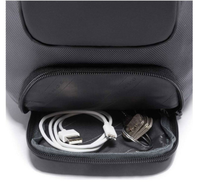 Однолямочный рюкзак через плечо Bange BG-7086 9л Сумка-слинг с USB-разъемом (Black) (19380)