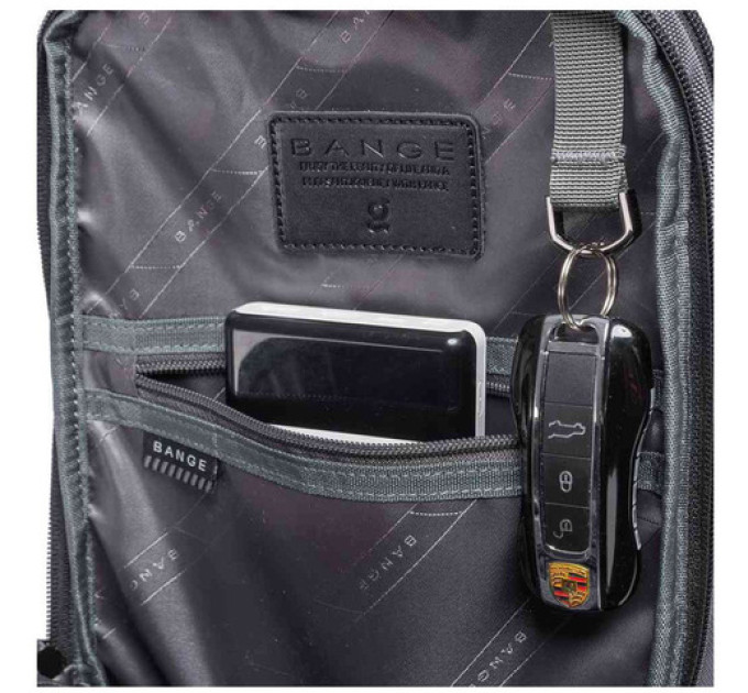Однолямочный рюкзак через плечо Bange BG-7086 9л Сумка-слинг с USB-разъемом (Black) (19380)