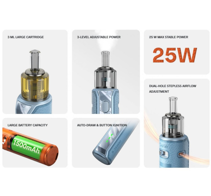 Под-система VOOPOO Doric E Pod 1500mAh 3ml Оригінальний комплект (Циан) (15828)