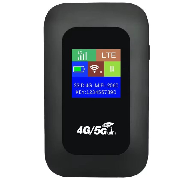 Портативный Wi-Fi модем Mobile Router PH312-E LCD 2.4ГГц, 4G LTE роутер (Black) (18660)