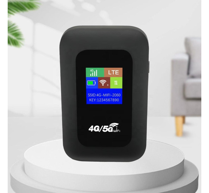 Портативный Wi-Fi модем Mobile Router PH312-E LCD 2.4ГГц, 4G LTE роутер (Black) (18660)