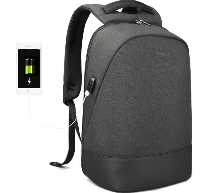 Рюкзак городской Tigernu T-B3595 19л с USB для ноутбука 15.6'' (Black Grey) (17053)