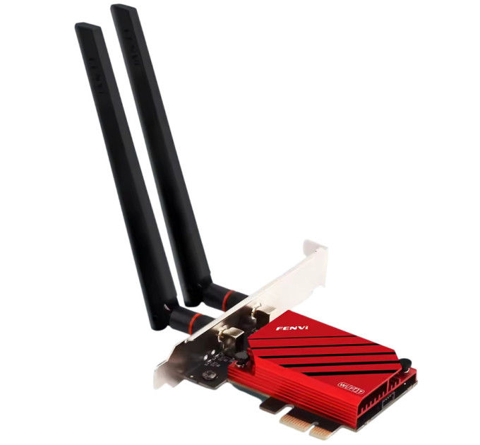 Сетевая карта PCI-E Fenvi FV-BE8800 Wi-Fi 7 трехдиапазонный адаптер модуль Bluetooth 5.4 (Black Red) (19127)