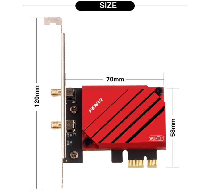 Сетевая карта PCI-E Fenvi FV-BE8800 Wi-Fi 7 трехдиапазонный адаптер модуль Bluetooth 5.4 (Black Red) (19127)