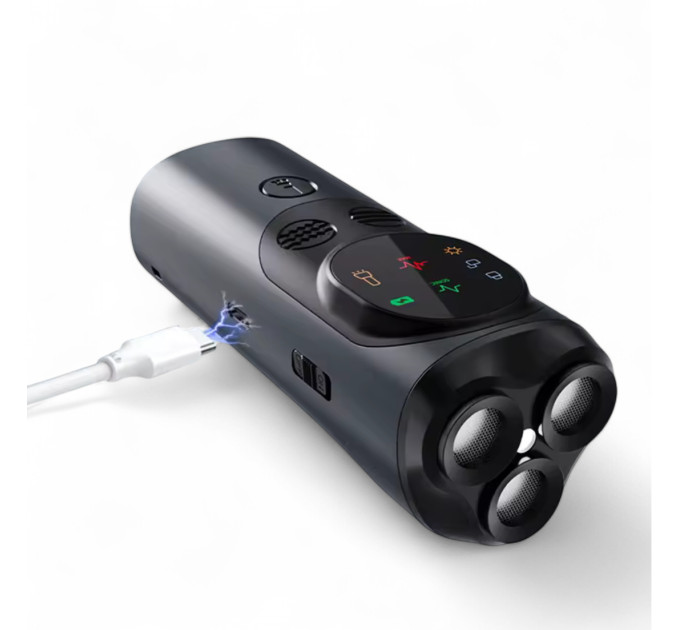 Ультразвуковой отпугиватель собак с аккумулятором, фонариком Р10 3 излучателями и дальностью до 15 м (Grey) (18566)