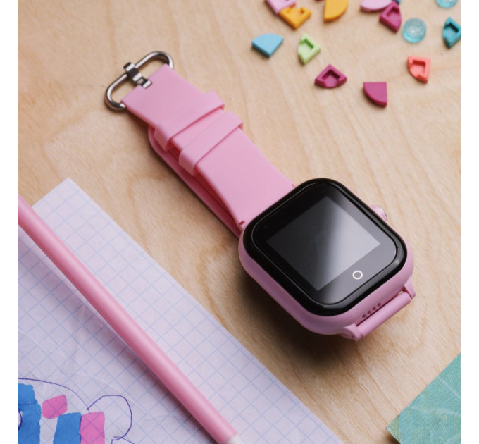 Умные детские смарт часы-телефон Wonlex KT24 Original 4G камера прослушка геозона WI-FI GPS SIM (Pink) (17008)