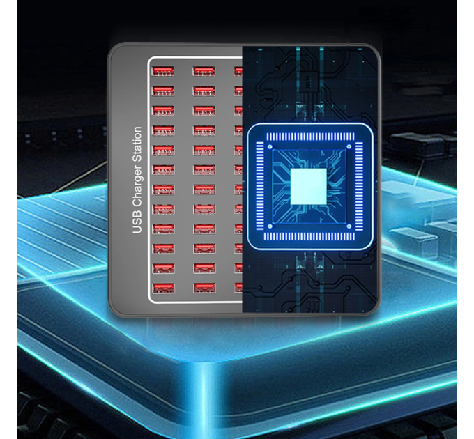 Зарядная станция многопортовая ILEPO на 60 USB портов 300 Вт / сетевое мультизарядное устройство (19016)