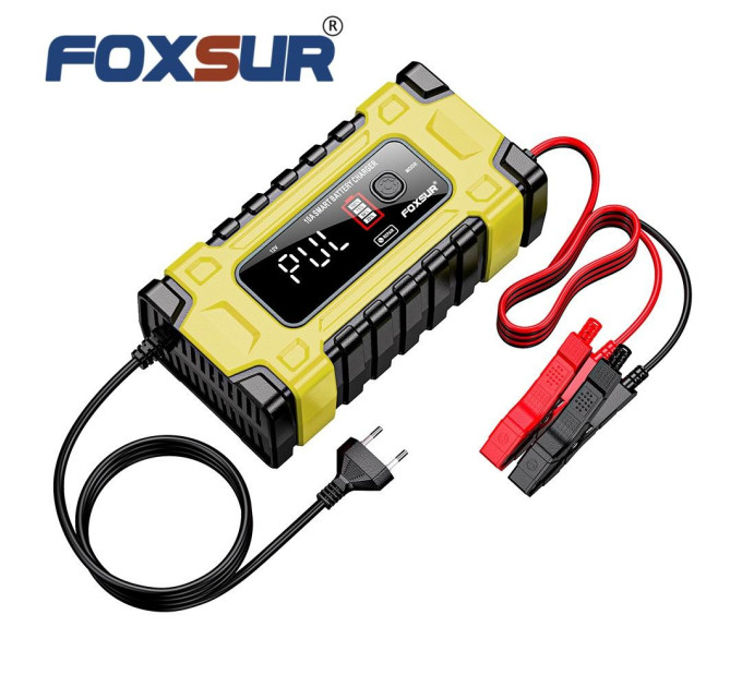 Зарядное устройство автомобильное 12V/24V Foxsur FBC122410E Автоматическое импульсное с функцией восстановления (Yellow) (19432)