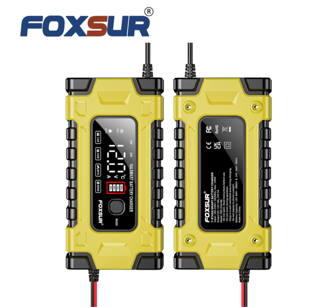 Зарядное устройство автомобильное 12V/24V Foxsur FBC122410E Автоматическое импульсное с функцией восстановления (Yellow) (19432)