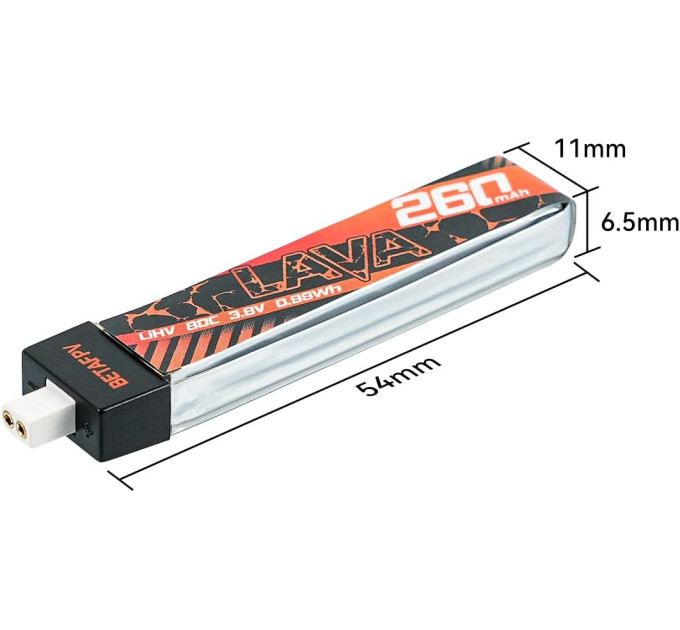 Аккумулятор BetaFPV Lava 1S 260 mAh 80C 3.8V LiHV LiPo BT2.0 FPV  (18766)