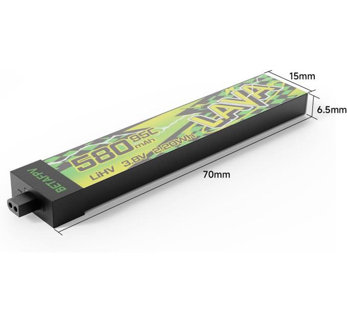 Аккумулятор BetaFPV Lava 2 1S 580 mAh BT2.0 / 3.8V / 95C / LiHV для FPV Air, Meteor, Cetus, Tiny Whoop (19521)