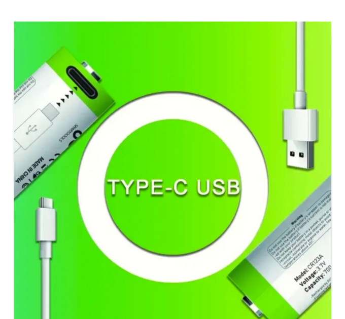 Аккумулятор CR123A / 16340 Smartoools 700 mAh 3.7V с встроенной зарядкой Type-C (19564)
