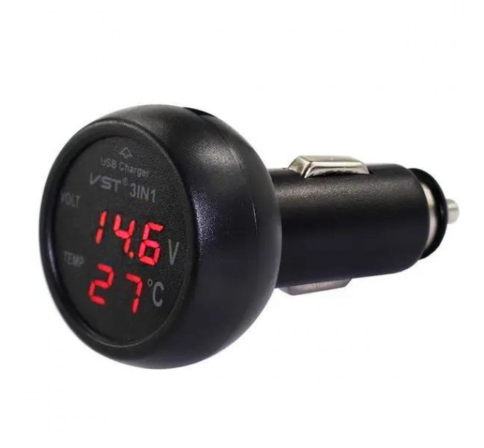Автомобільний годинник VST 706 від прикурювача (Black/Red)