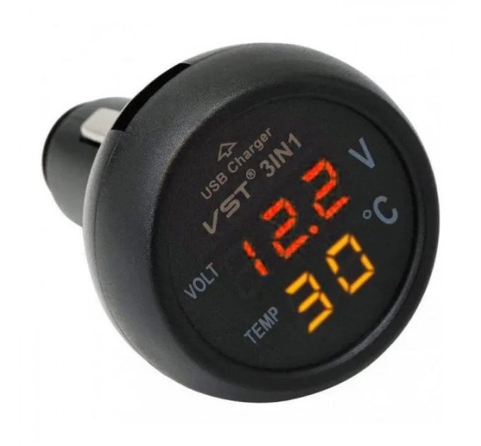 Автомобільний годинник VST 706 від прикурювача (Black/Red)