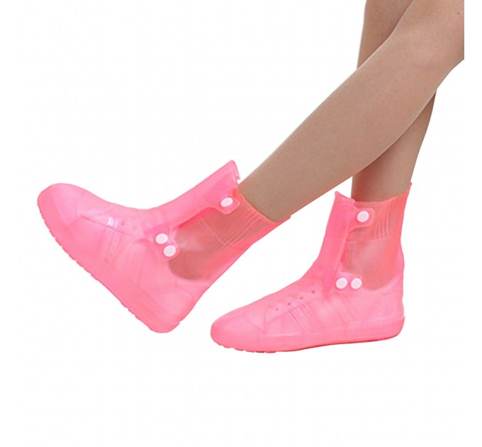 Бахилы на обувь резиновые от воды и грязи Lesko SB-108 2XL 42-43 (Pink) (15020)