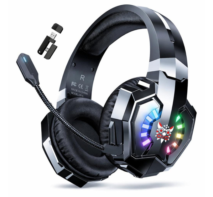 Беспроводные игровые наушники Onikuma B15 RGB Bluetooth гарнитура с микрофоном и RGB (Black) (19659)