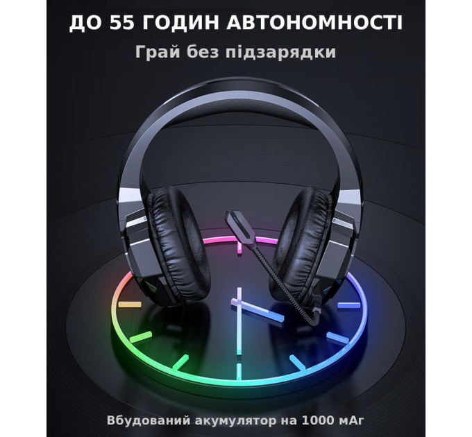 Беспроводные игровые наушники Onikuma B15 RGB Bluetooth гарнитура с микрофоном и RGB (Black) (19659)