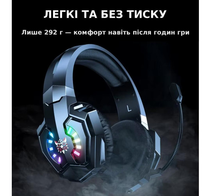 Беспроводные игровые наушники Onikuma B15 RGB Bluetooth гарнитура с микрофоном и RGB (Black) (19659)