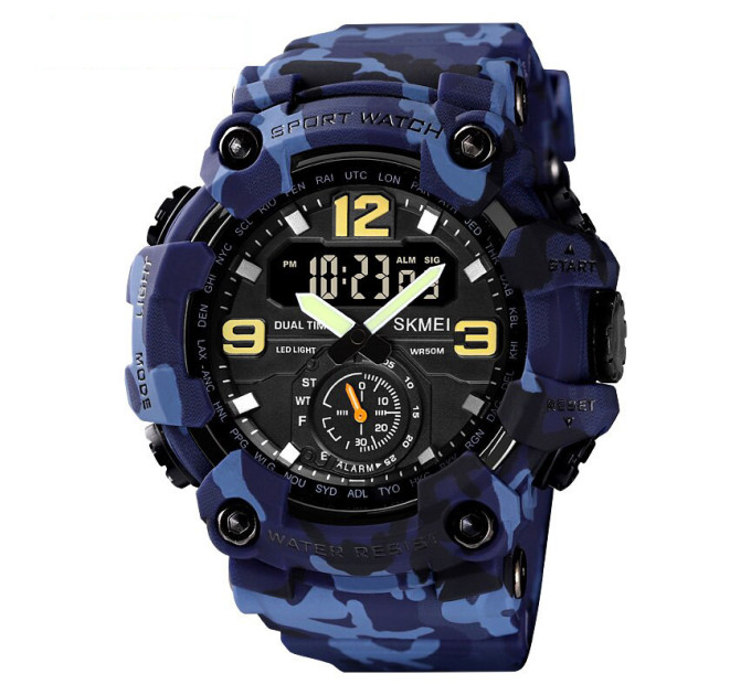 Часы наручные мужские Skmei 1637 (Blue Camo, 1637CMBU) (18440)