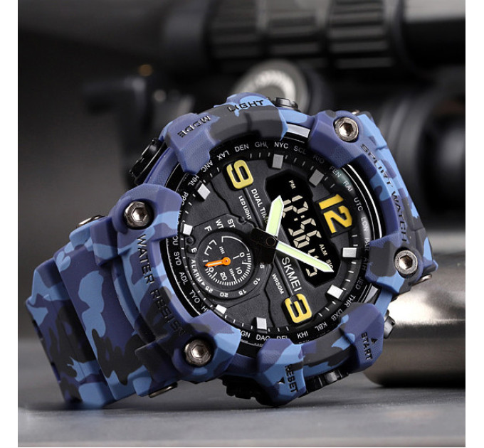 Часы наручные мужские Skmei 1637 (Blue Camo, 1637CMBU) (18440)