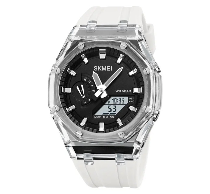 Часы наручные мужские Skmei 2100 (White Black, 2100WTBK) (18435)