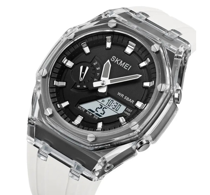 Часы наручные мужские Skmei 2100 (White Black, 2100WTBK) (18435)