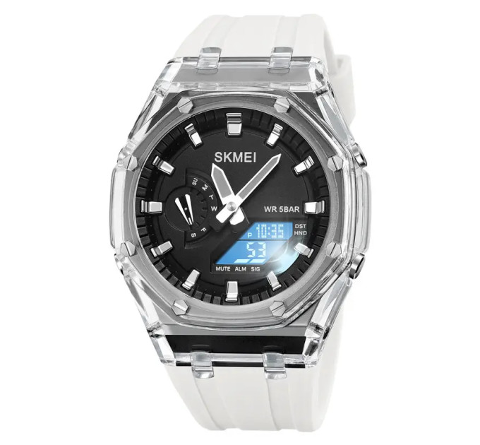 Часы наручные мужские Skmei 2100 (White Black, 2100WTBK) (18435)