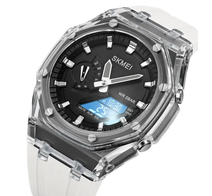 Часы наручные мужские Skmei 2100 (White Black, 2100WTBK) (18435)
