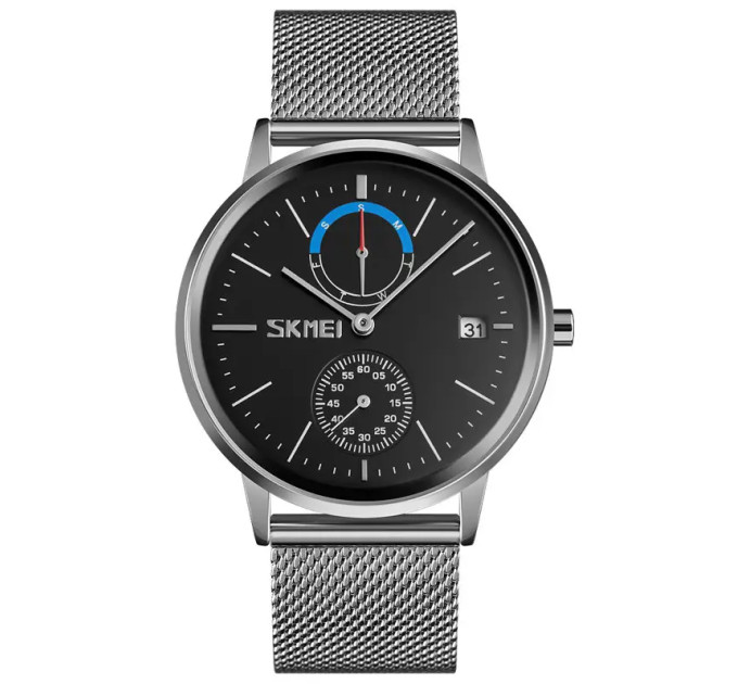 Часы наручные мужские Skmei 9182 (Silver Black, 9182SIBK) (18400)