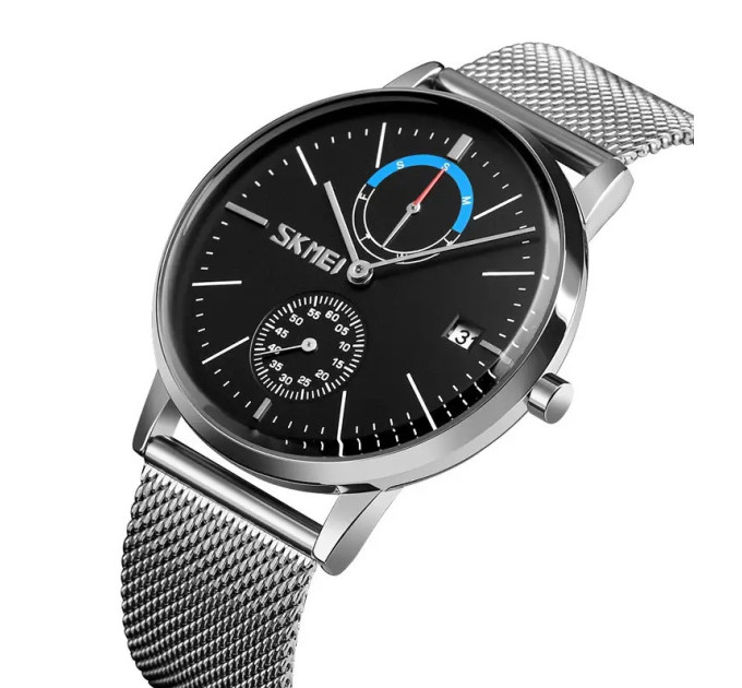 Часы наручные мужские Skmei 9182 (Silver Black, 9182SIBK) (18400)