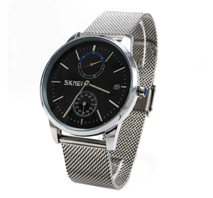 Часы наручные мужские Skmei 9182 (Silver Black, 9182SIBK) (18400)
