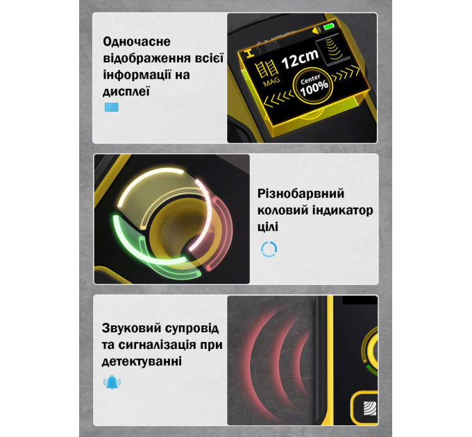 Детектор скрытой проводки, дерева и металла Fnirsi WD-02  Настенный трассоискатель с позиционирующим отверстием (19682)