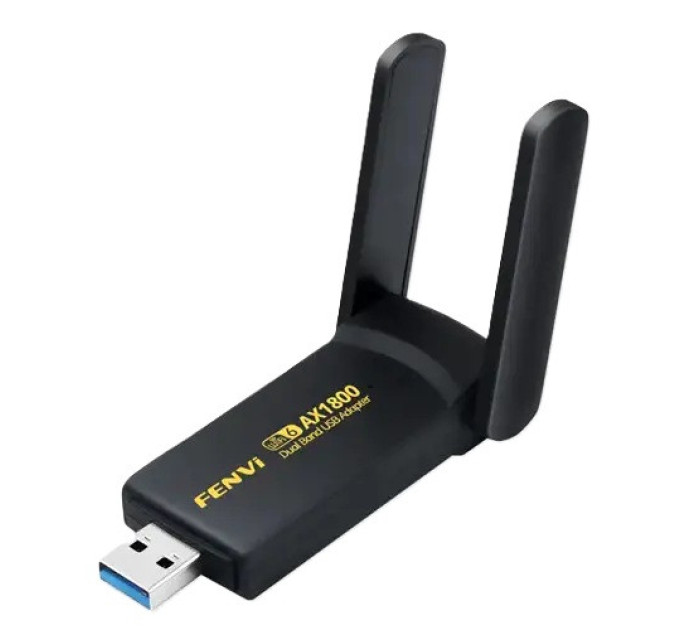Двухдиапазонный беспроводной сетевой Wi-Fi адаптер USB Fenvi FU-AX1800 2.4G/5G Mu-MIMO Original (Black) (18838)