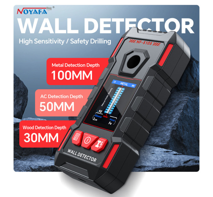 Искатель скрытой проводки Noyafa NF-5105 трасоискатель, детектор металла, дерева, кабеля (19907)